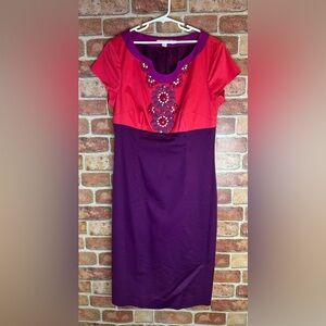 Boden Carmen Jeweled Colorblock Dress size 8L